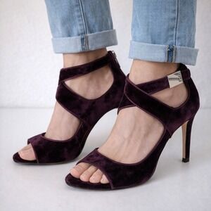 Lauren Ralph Lauren Tyra Peep Toe Purple Velvet Sandal Size 6.5B Burgundy Formal